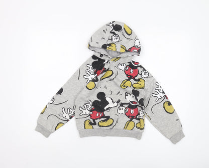 Disney Girls Grey Mickey Mouse Hoodie 6-7 Years Pullover
