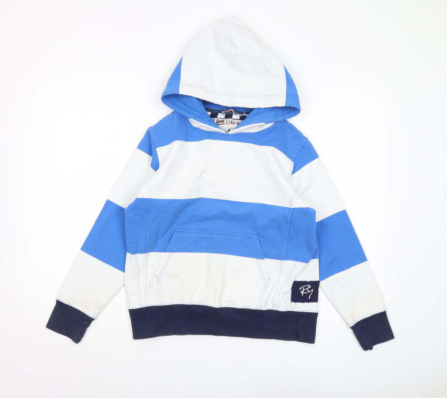 Rydale Boys Blue Striped Pullover Hoodie 11-12 Years