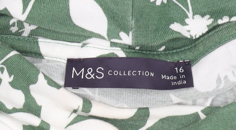 Womens UK Size 16 Marks and Spencer Green Tunic Blouse