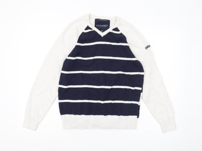 Nautica Jeans Co. Men's White Striped Pullover Jumper S