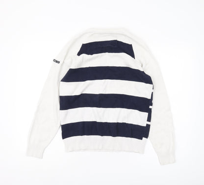 Nautica Jeans Co. Men's White Striped Pullover Jumper S