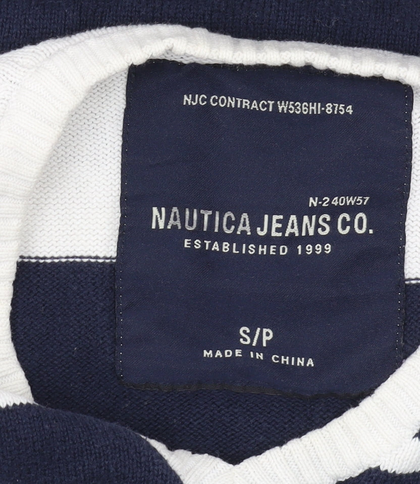 Nautica Jeans Co. Men's White Striped Pullover Jumper S