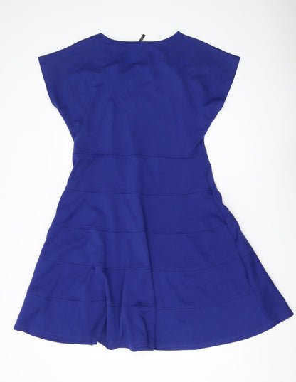 Pamplemousse Women's Blue Fit & Flare Dress Size 16