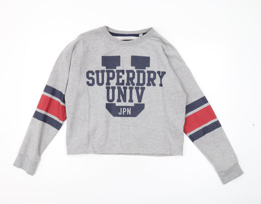 Superdry Women's Grey Logo Pullover Sweatshirt S