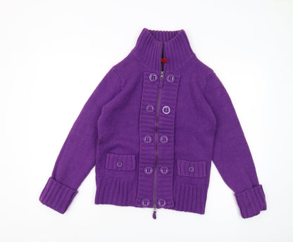 Womens UK Size L VERO MODA Purple Full Zip Jumper