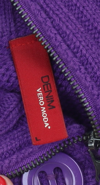 Womens UK Size L VERO MODA Purple Full Zip Jumper