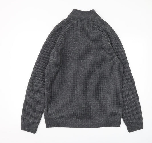 Next Men’s Grey Waffle-Knit Full Zip Jumper M