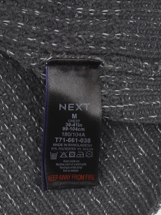 Next Men’s Grey Waffle-Knit Full Zip Jumper M