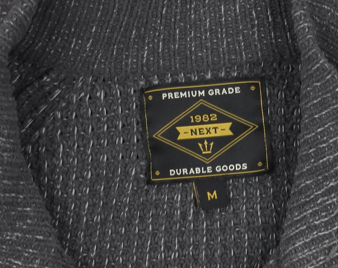 Next Men’s Grey Waffle-Knit Full Zip Jumper M