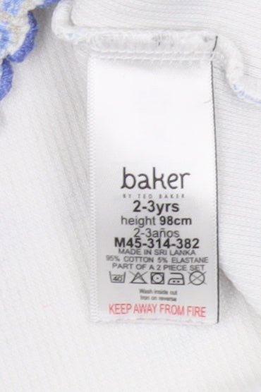 Baker by Ted Baker Girls Blue Floral T-Shirt Size 2-3 Years