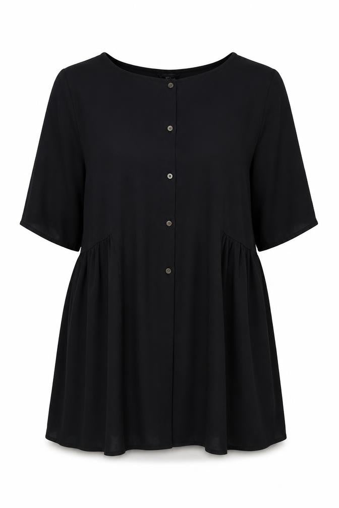Womens UK Size M Monkl Black Tunic Blouse
