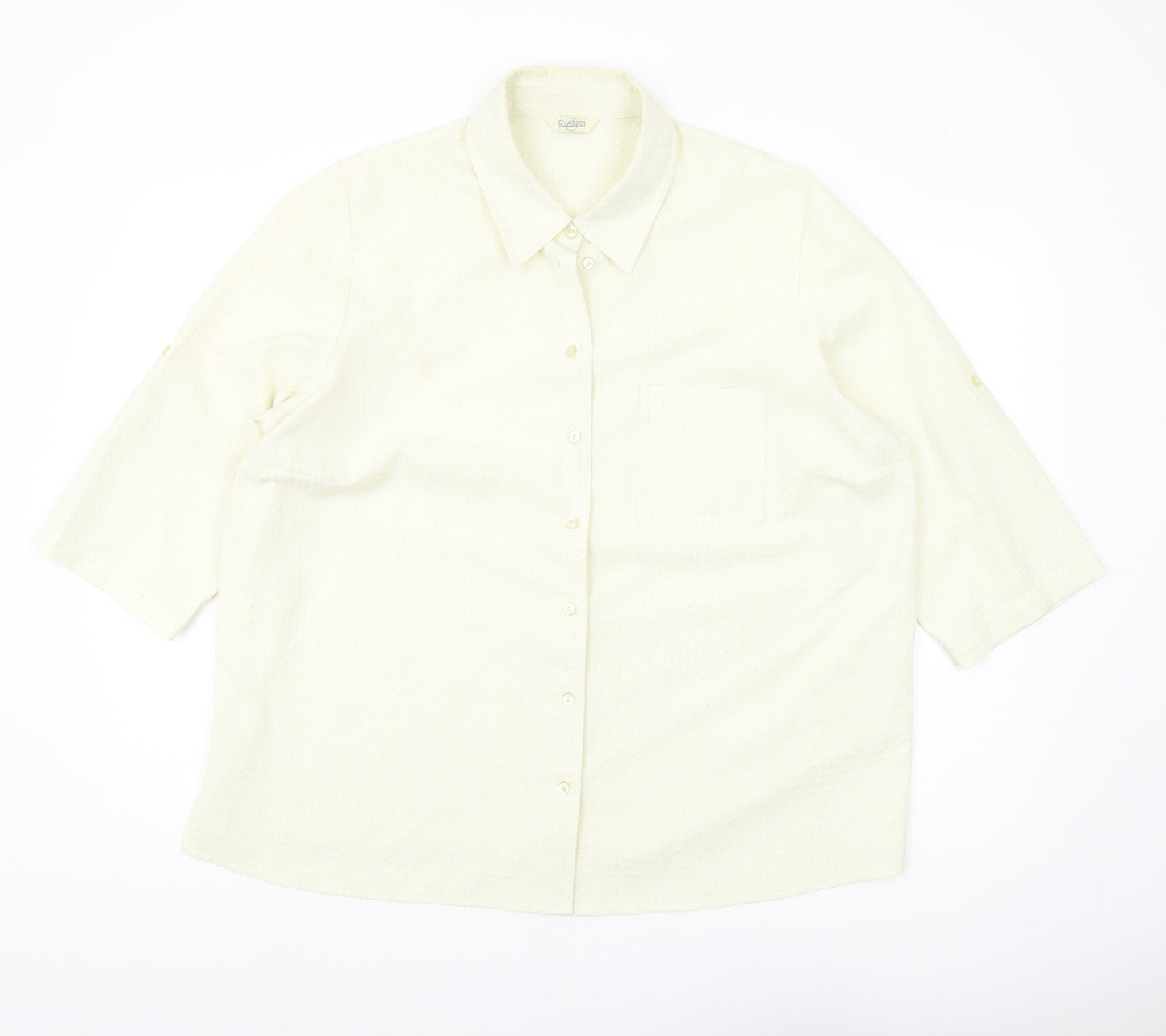 Womens UK Size 18 Classics Ivory Basic Button-Up