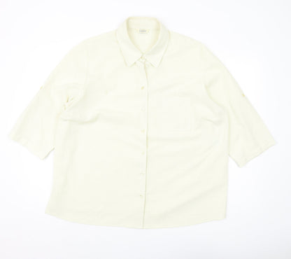 Womens UK Size 18 Classics Ivory Basic Button-Up