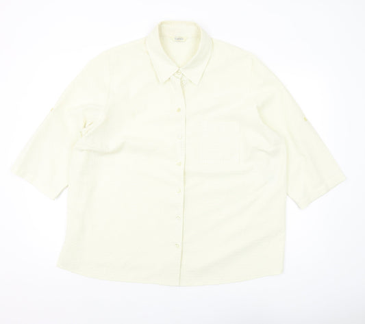 Classics Women’s Ivory Button-Up 3/4 Sleeve Shirt