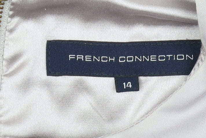 French Connection Women's Grey Ruffle Shift Dress Size 14