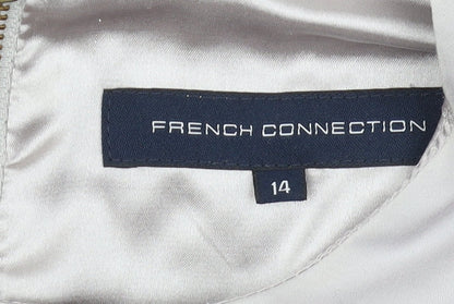 French Connection Women's Grey Ruffle Shift Dress Size 14