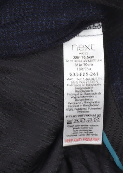 Next Men's Blue Regular Fit Trousers Size 38