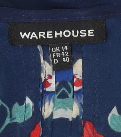 Womens UK Size 14 Warehouse Multicoloured Tunic Blouse
