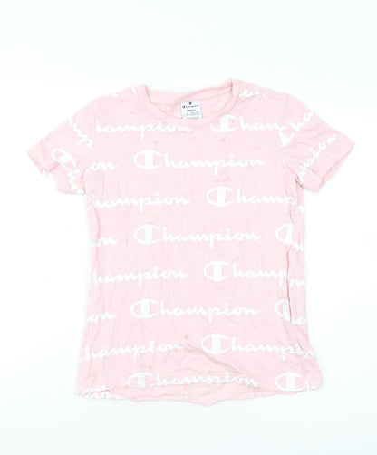 Champion Women's Pink Logo T-Shirt, Size S, Casual Style
