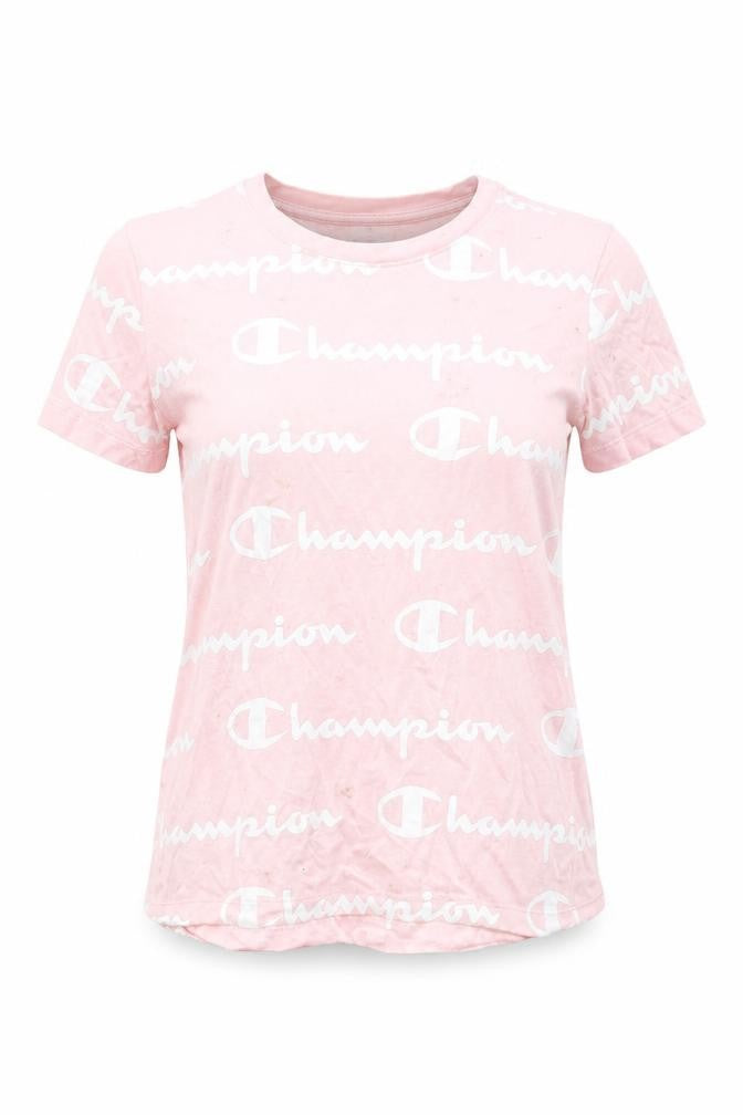 Champion Women's Pink Logo T-Shirt, Size S, Casual Style