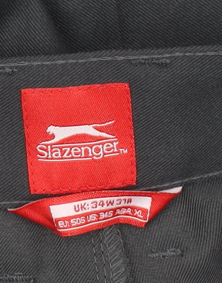 Slazenger Men's Black Polyester Trousers Size 34
