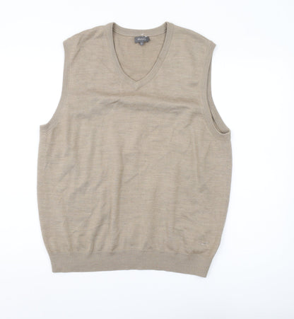 Wolsey Men's Beige XL Vest Tight-Knit V-Neck