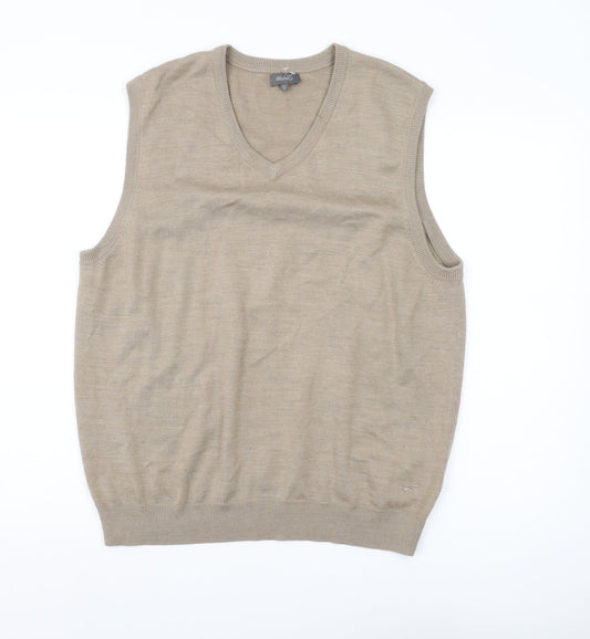 Wolsey Men's Beige XL Vest Tight-Knit V-Neck