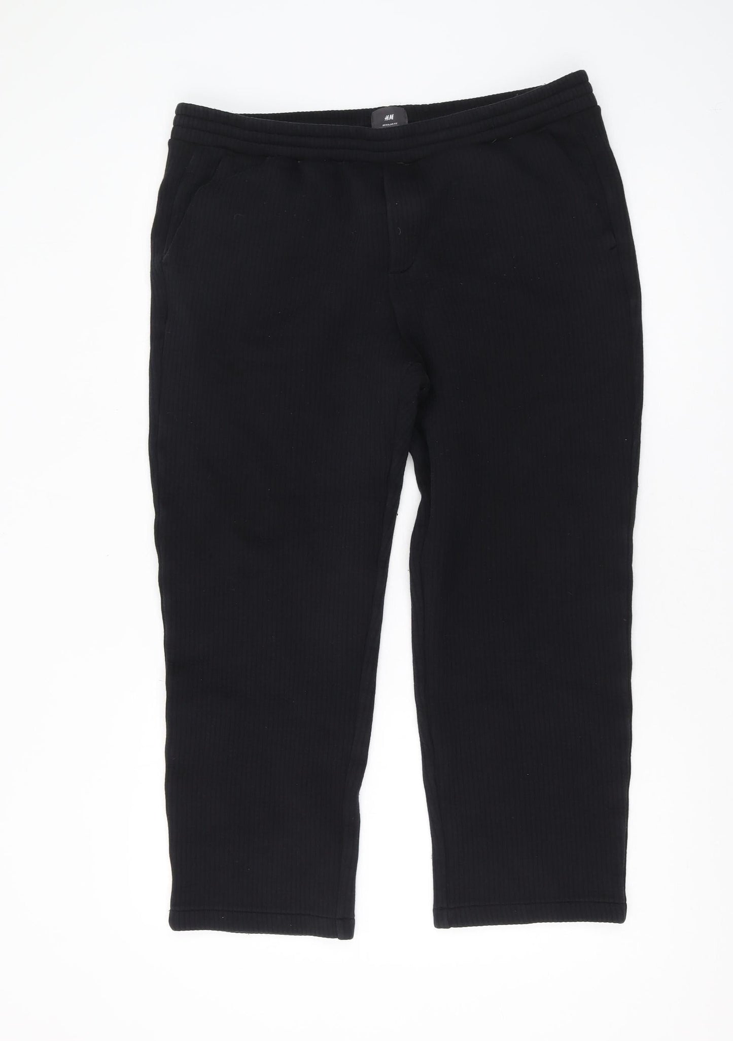H&M Women's Black Regular Fit Trousers, Size L