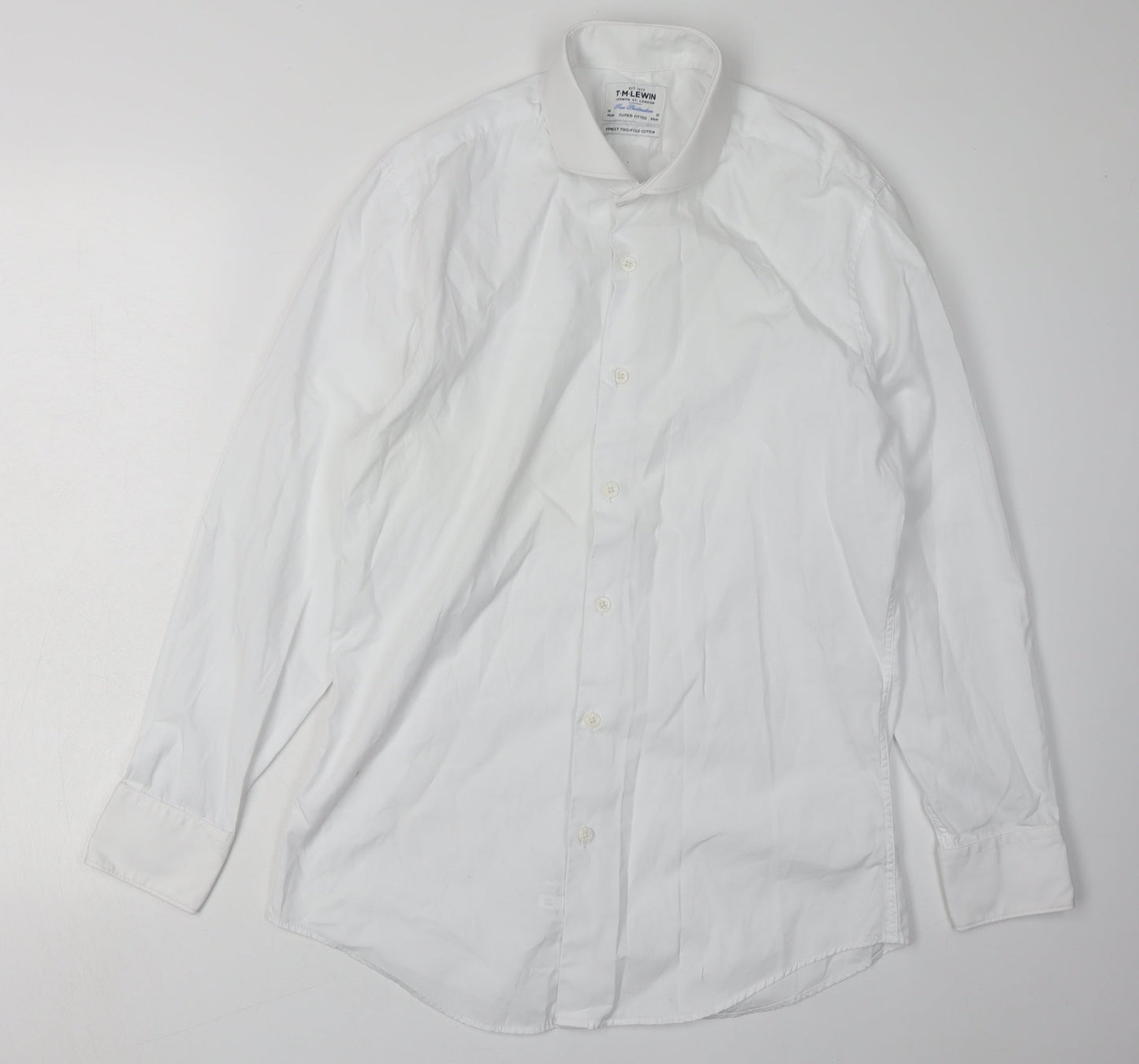 T.M.Lewin Men's White Extra-Slim Fit Dress Shirt Size 16