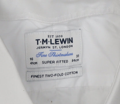 T.M.Lewin Men's White Extra-Slim Fit Dress Shirt Size 16