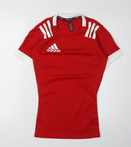 Adidas Men's Red Rugby Jersey T-Shirt Size S