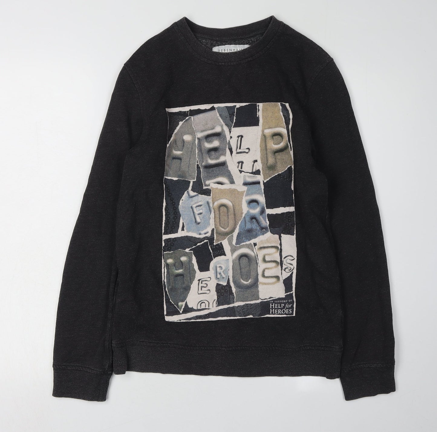 Unisex Adults UK Size XS Debenhams Black Pullover Sweatshirt