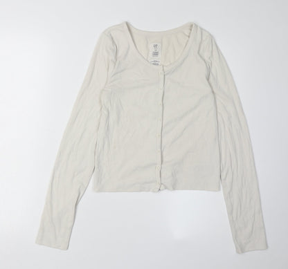 Gap Girls White Button-Up Top, Size 16-18, Lightweight, Casual