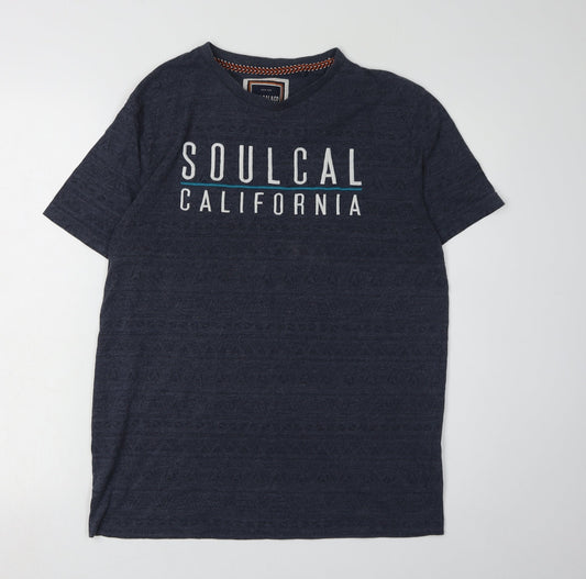 SoulCal & Co Men's T-Shirt Blue L California Theme
