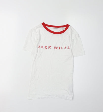 Jack Wills Women’s White Ringer T-Shirt Size 6