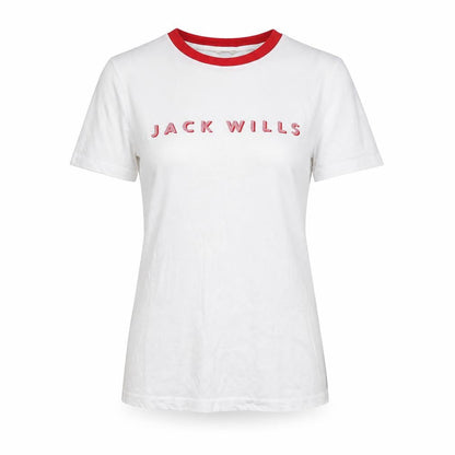 Womens UK Size 6 Jack Wills White Ringer T-Shirt