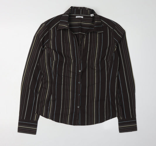 Ben Sherman Unisex Black Striped Button-Up Shirt L