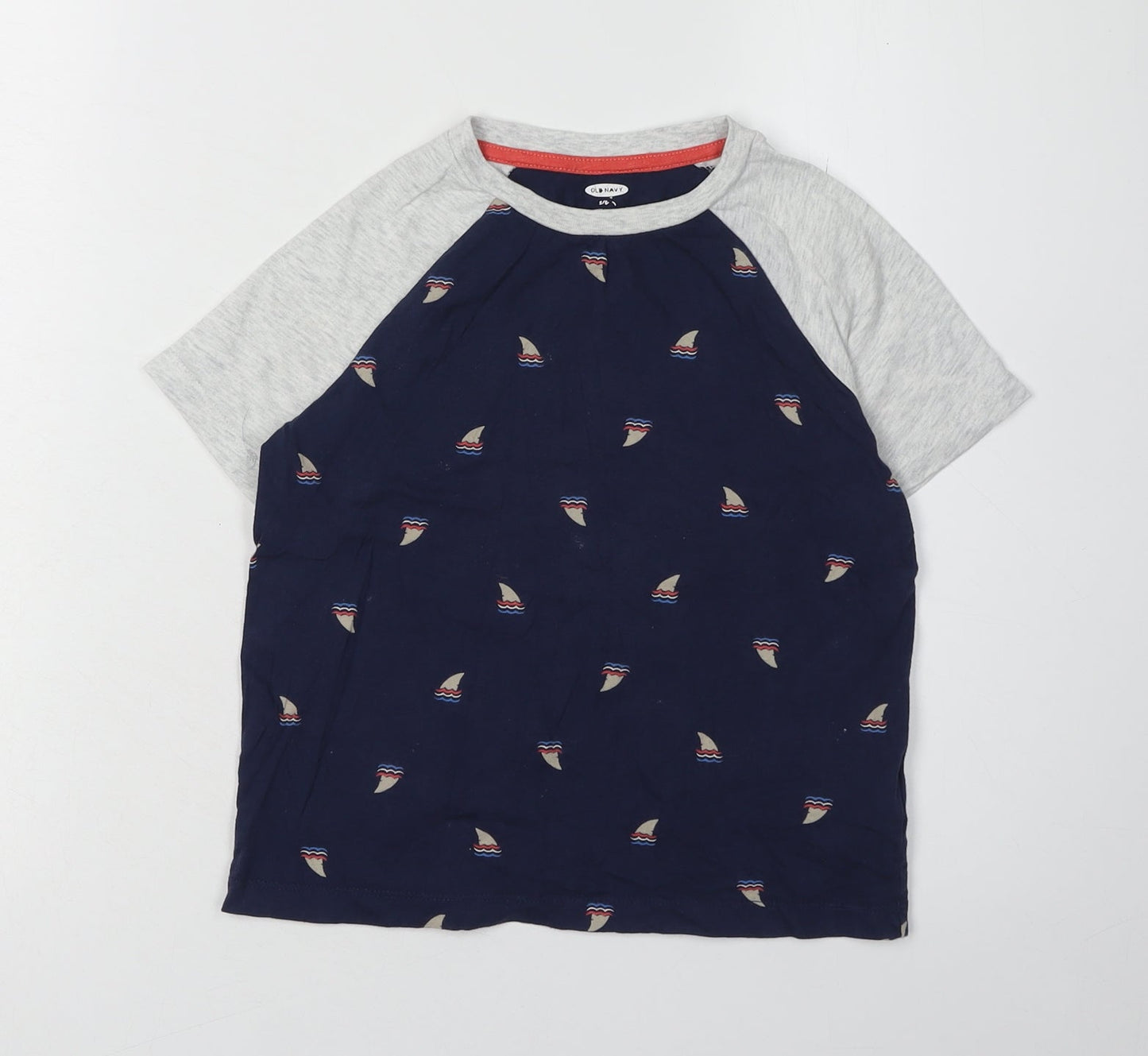 Old Navy Boys Nautical T-Shirt Grey/Blue 6-7 Years
