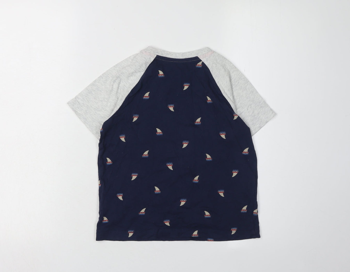 Old Navy Boys Nautical T-Shirt Grey/Blue 6-7 Years