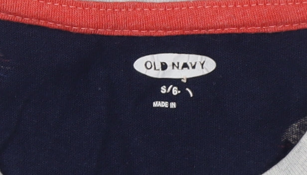 Old Navy Boys Nautical T-Shirt Grey/Blue 6-7 Years