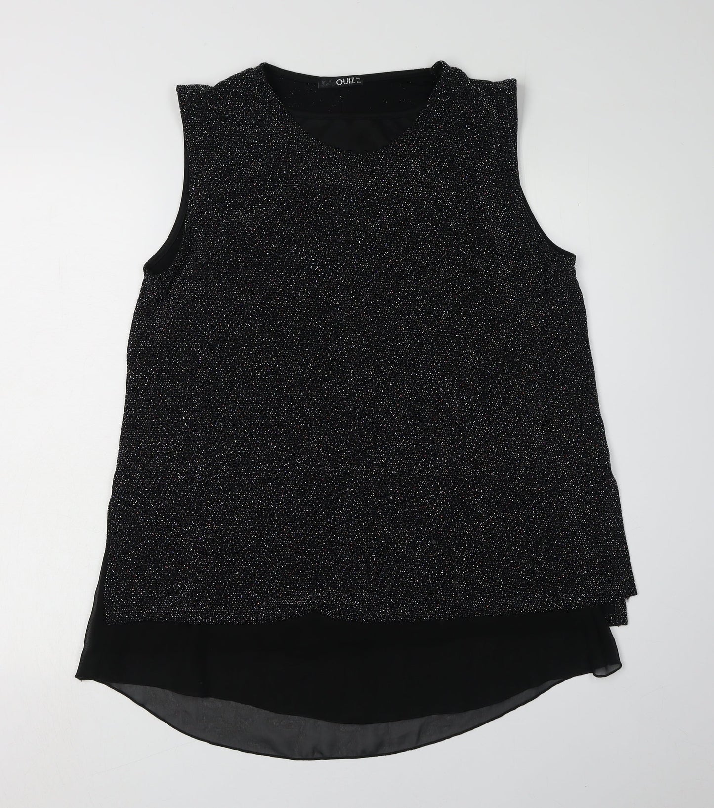 Quiz Women's Black Sparkle Tunic Blouse - Size 16
