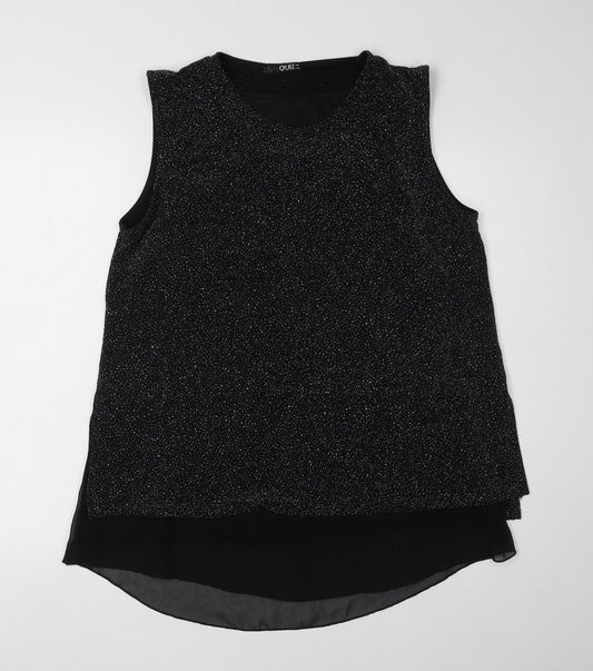 Quiz Women's Black Sparkle Tunic Blouse - Size 16