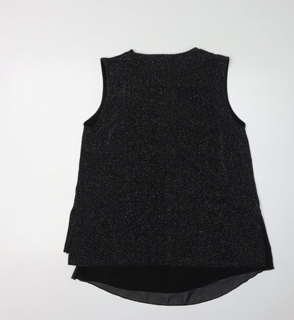 Quiz Women's Black Sparkle Tunic Blouse - Size 16