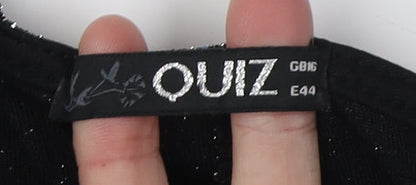 Quiz Women's Black Sparkle Tunic Blouse - Size 16