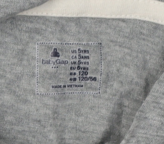 GAP Boys Grey Ivory Hoodie Age 5 Logo Pullover