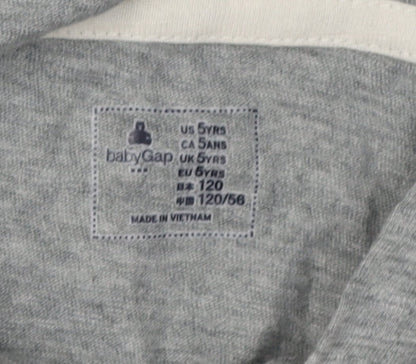 GAP Boys Grey Ivory Hoodie Age 5 Logo Pullover