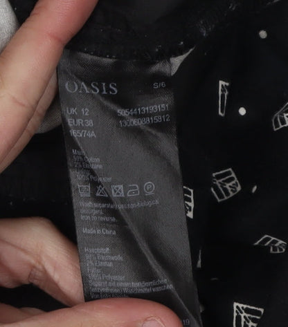 Womens UK Size 12 Oasis Slim Fit Casual Black Trousers