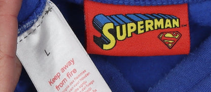 Superman Men's Blue Graphic Print Hoodie Size L