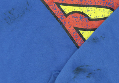 Superman Men's Blue Graphic Print Hoodie Size L