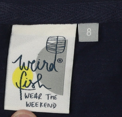 Womens UK Size 8 Weird Fish Blue Basic T-Shirt